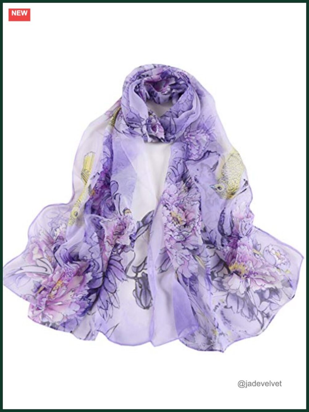 Chiffon Sheer Lightweight Fashion Scarf Floral Print Versatile Wrap